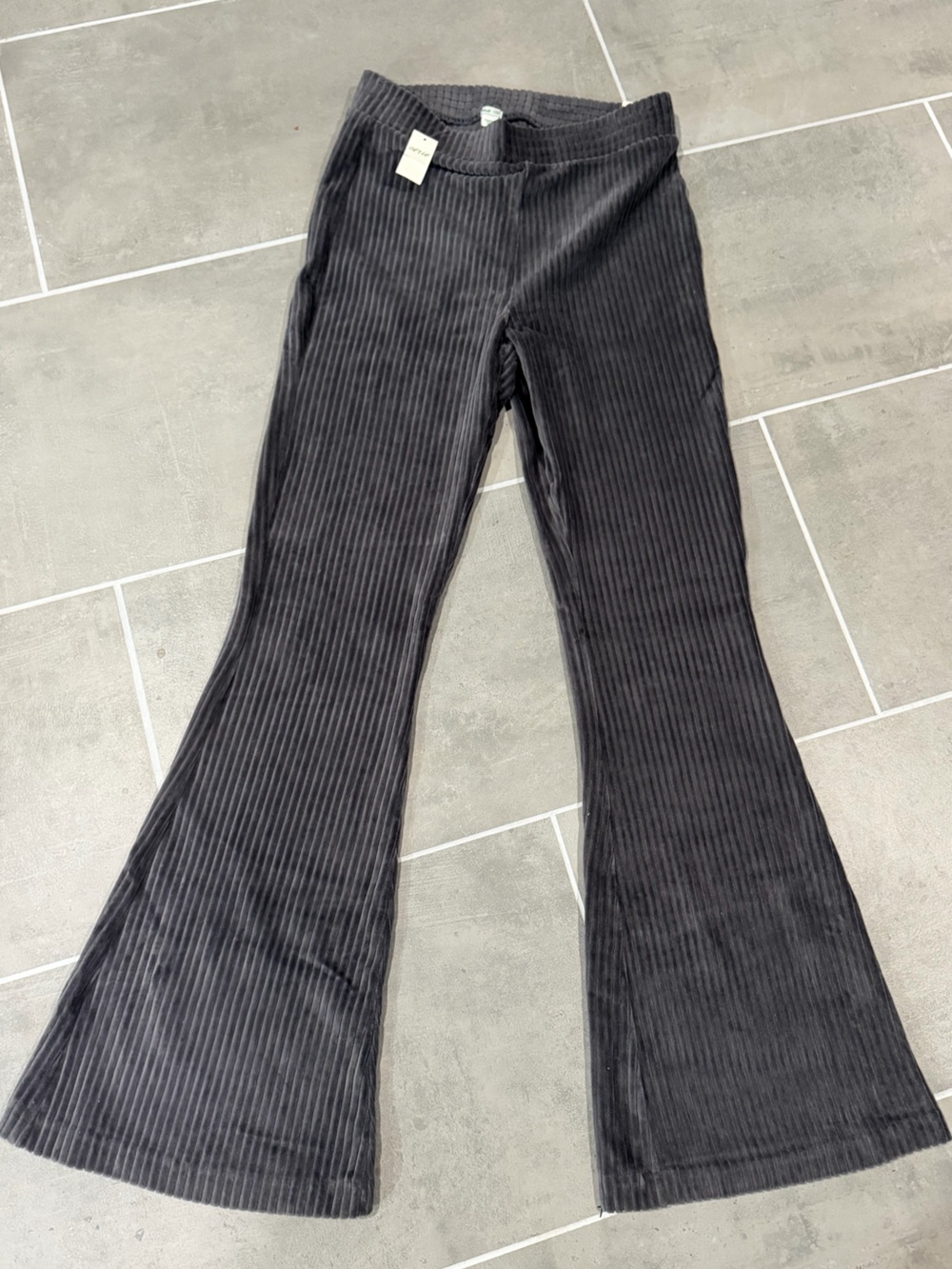 aerie Ribbed Wide-Leg Pants in Charcoal